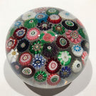 Huge Antique Clichy Art Glass Paperweight Spaced Complex Millefiori w/ Roses