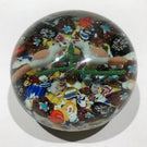 Antique German Thuringian Art Glass Paperweight Lampworked Birds & Millefiori
