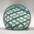Vintage Pairpoint Art Glass Paperweight Green & White Swirl W/ Millefiori Center