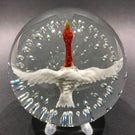 Vintage Gentile Art Glass Frit Paperweight Goose in Flight with Control Bubbles