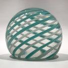Vintage Pairpoint Art Glass Paperweight Green & White Swirl W/ Millefiori Center