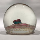 Rare Vintage Murano Art Glass Paperweight Painted Sulphide Cherries w/ Leaf