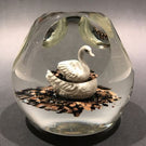 Rare Vintage Murano Faceted Swan Sulphide Art Glass Paperweight