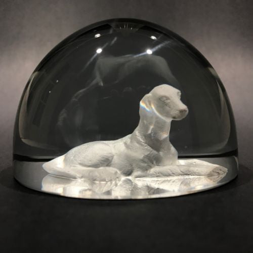Kristian Klepsch Intaglio Dog Art Glass Paperweight in Clear Crystal