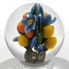 Colin Richardson Art Glass Paperweight Orb Floral Lampworked 2 Sided Marble