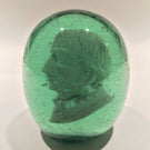 Large Antique English Dump Glass Sulphide Paperweight Disaeli or Gladstone Bust
