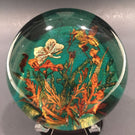 Unusual Antique English Art Glass Paperweight Real Plants Half Dome