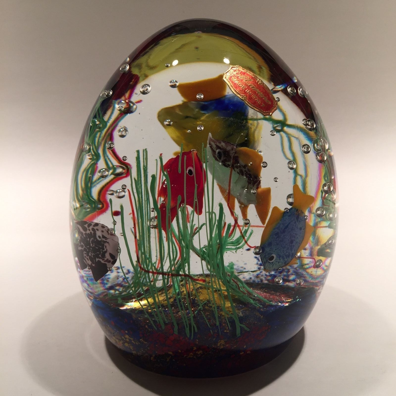 Huge Vintage Murano Art Glass Paperweight Tropical Fish Aquarium Sculpture