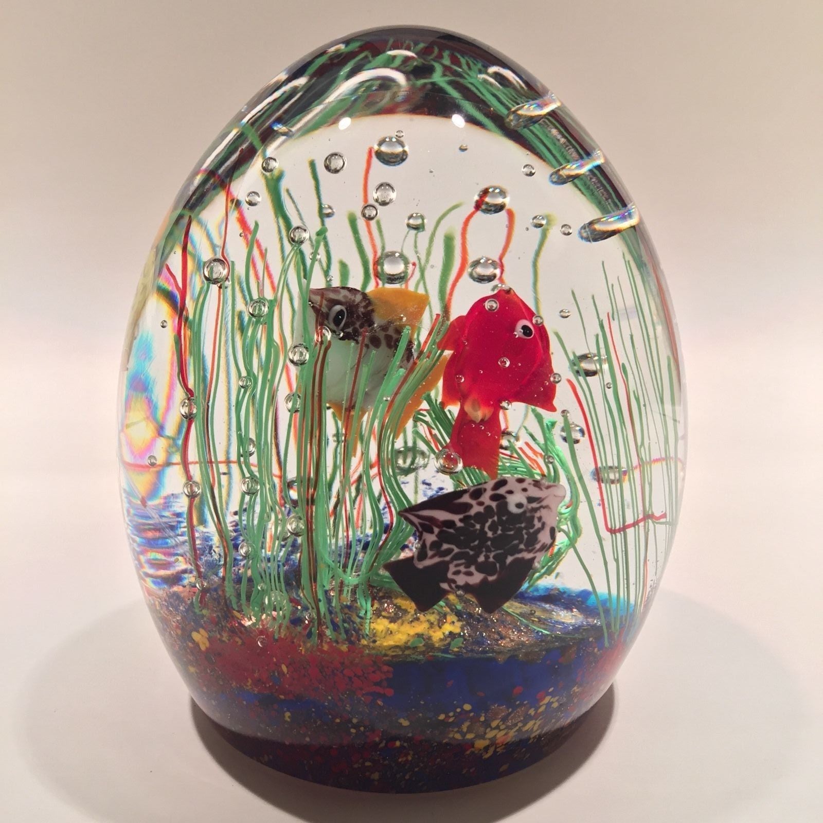 Huge Vintage Murano Art Glass Paperweight Tropical Fish Aquarium Sculp