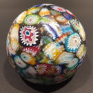 Vintage Murano Art Glass Paperweight Millefiori Scramble Satin Finish