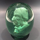 Large Antique English Dump Glass Sulphide Paperweight Disaeli or Gladstone Bust