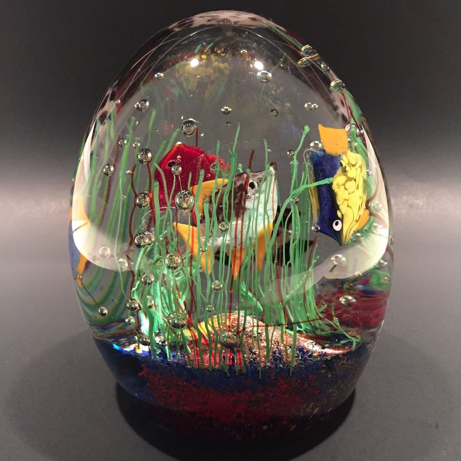 Huge Vintage Murano Art Glass Paperweight Tropical Fish