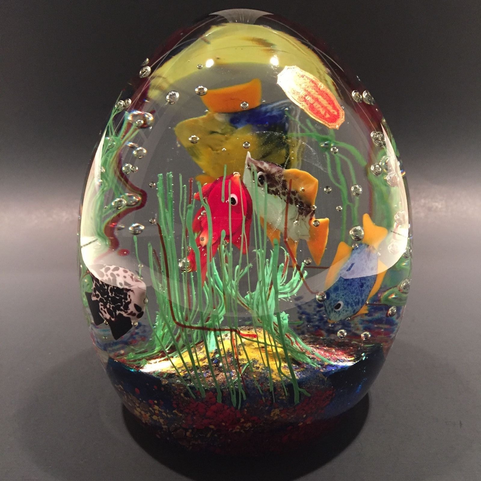 Huge Vintage Murano Art Glass Paperweight Tropical Fish Aquarium Sculp