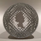 Vintage 1954 Baccarat Art Glass Paperweight Queen Elizabeth Sulphide Faceted Gol