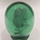 Large Antique English Dump Glass Sulphide Paperweight Disaeli or Gladstone Bust