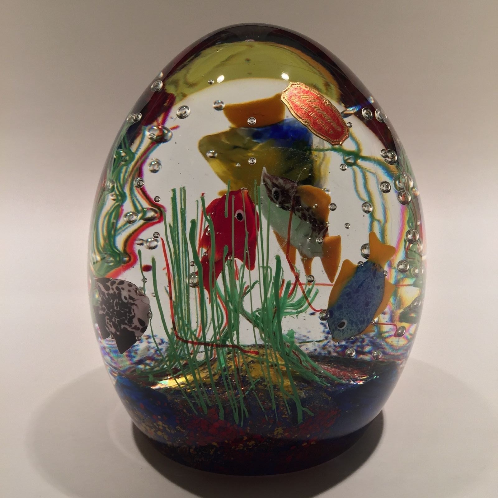 Huge Vintage Murano Art Glass Paperweight Tropical Fish Aquarium Sculp