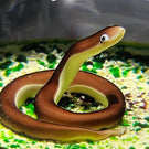 Baccarat 1979 LE Glass Art Paperweight Flamework Snake on Mottled Moss Ground