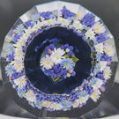 Rick Ayotte 2000 Faceted Glass Art "Hallucination" Paperweight Sculpture Flamwork Blueberry & Daisy Bouquet