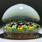 Vintage Murano Fratelli Toso Glass Art Paperweight Murrine Fruit. Leaves & Berries on Aventurine Cushion