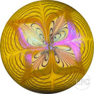 Orient & Flume 1976 Glass Art Paperweight Iridescent Surface Decorated Pulled Feather Decoration