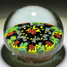 Vintage Murano Fratelli Toso Glass Art Paperweight Murrine Fruit. Leaves & Berries on Aventurine Cushion