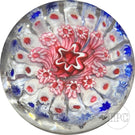 Antique Old English Glass Art Glass Paperweight Concentric Red, White & Blue Millefiori
