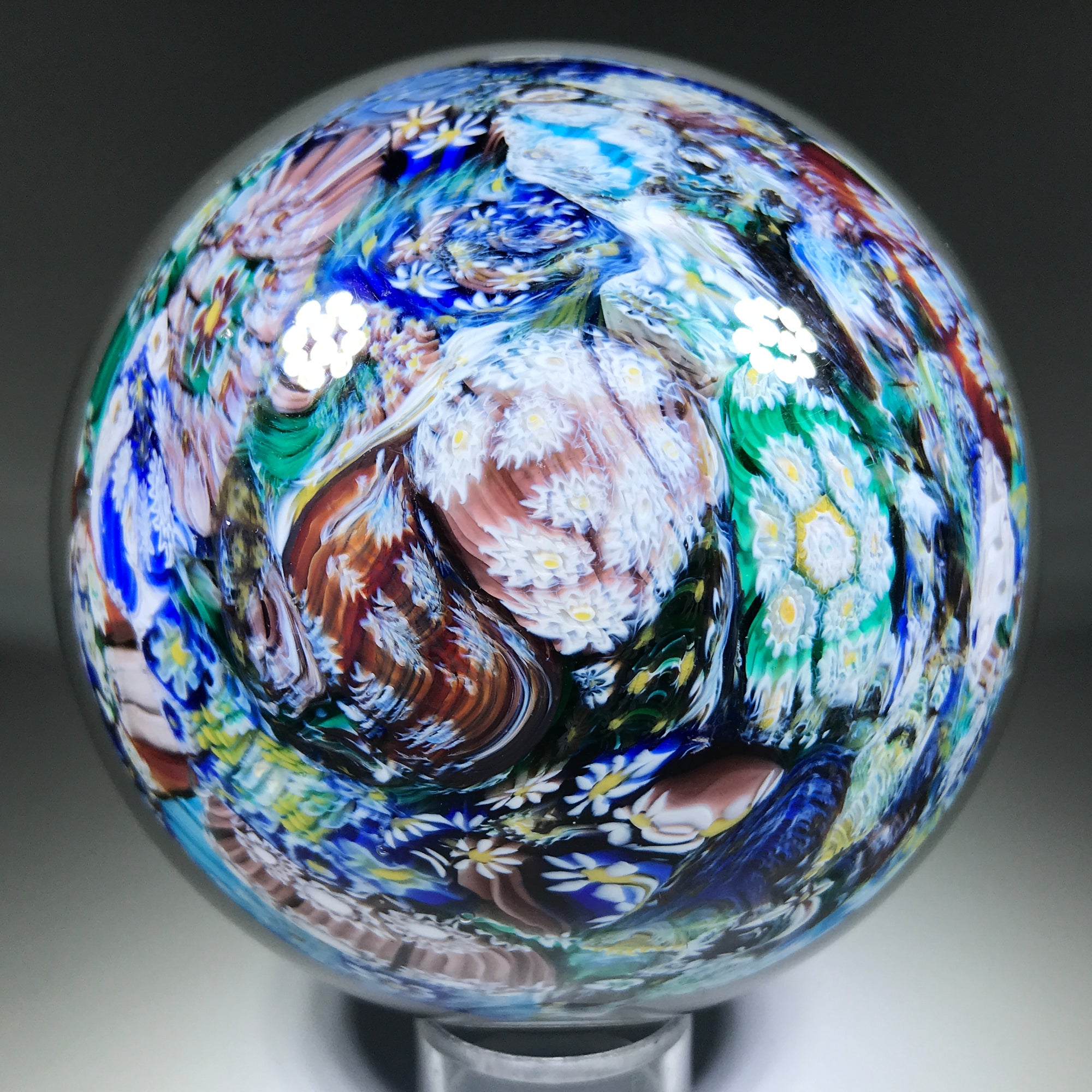 Vintage Murano Art Glass Paperweight Millefiori End-of-Day Scramble