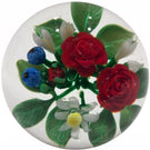 Katsumi Sakakibara Art Glass Paperweight Lampwork Red Roses & Blueberries