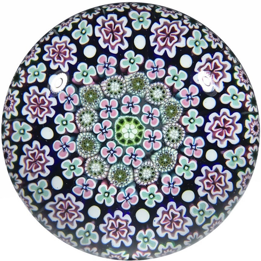 Large Damon MacNaught Art Glass Paperweight Concentric Complex Millefiori