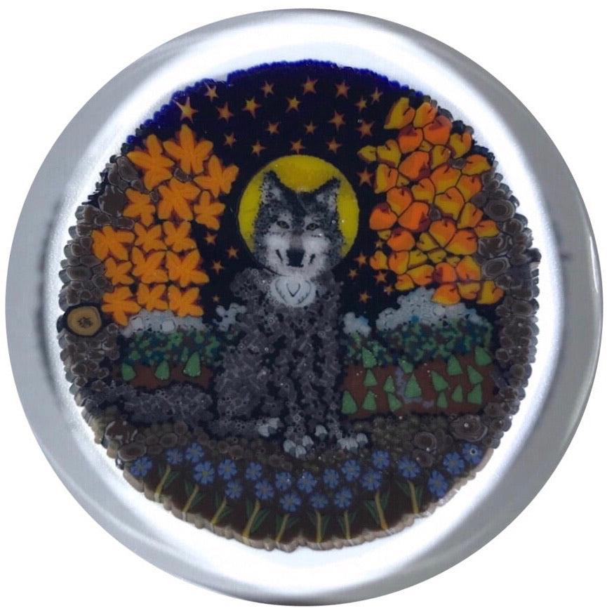 Contemporary Tara Roberts & Jason Lee Collaboration Complex Murrine "Wolf in the Forest"