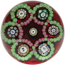 Perthshire Art Glass Paperweight Millefiori Garland Animal Murrine on Red 1979D