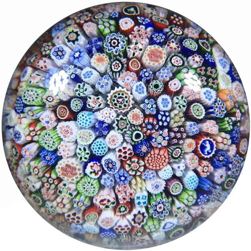 Antique Baccarat B1848 Art Glass Paperweight Closepack Millefiori W/ S