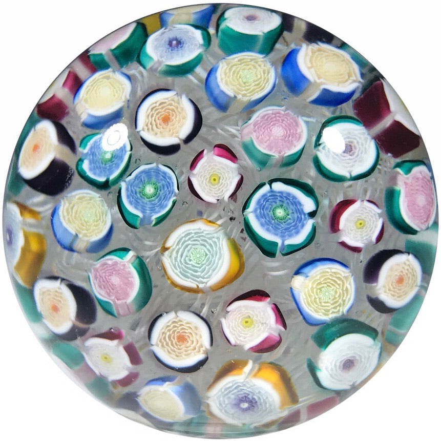 Signed John Deacon Art Glass Paperweight Cascading Rose Cane Closepack