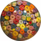 Signed James Hart Art Glass Paperweight Closepack Rose Cane Millefiori