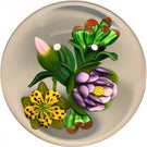 Signed Ken Rosenfeld Art Glass Paperweight Three Dimensional Lampwork Flower Bouquet