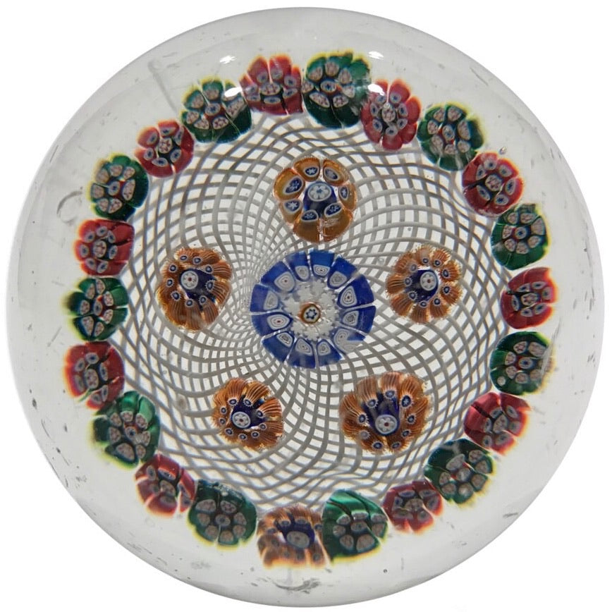 Antique Saint Louis Patterned Complex Millefiori on Filigree Basket