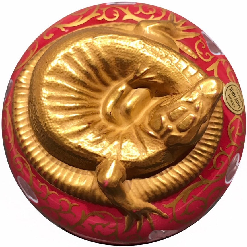 Saint Louis Gold Gilded Lizard Art Glass Paperweight 1980 Limited Edition of 300