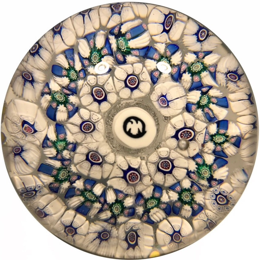 Antique New England Glass Co. NEGC Art Glass Paperweight Complex Millefiori w/ Eagle Silhouette