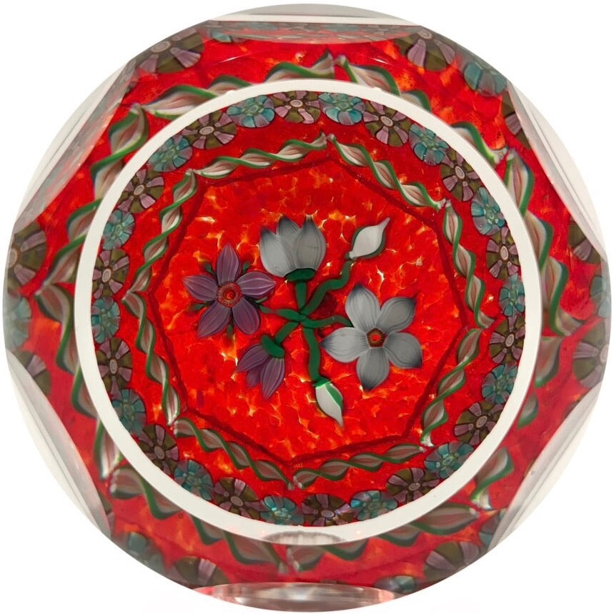 Perthshire Art Glass Paperweight Lampwork Bouquet Millefiori Twist Garland 1986B