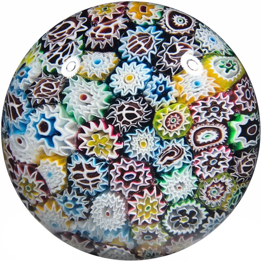 Vintage Murano Art Glass Paperweight Closepack Complex Millefiori