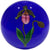 Signed Gordon Smith Art Glass Paperweight Lampwork Lady Slipper Orchid on Blue