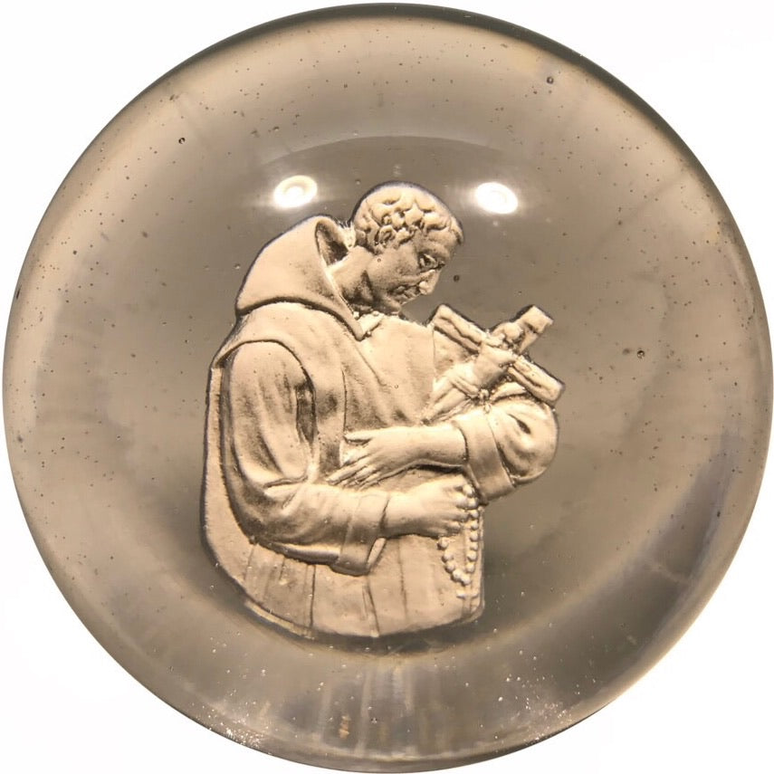 Antique French Art Glass Paperweight Detailed St. Francis Sulphide