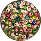 Rare Antique Riedel Art Glass Paperweight Closepack Millefiori on Green w/ Mica