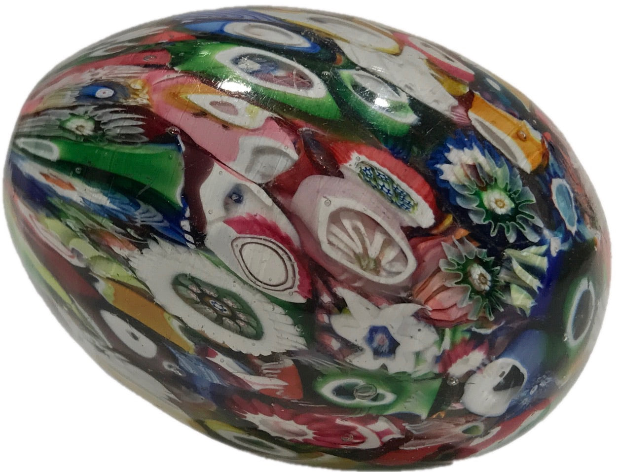 Antique Saint Louis Egg-shaped Art Glass Paperweight Millefiori Hand-cooler