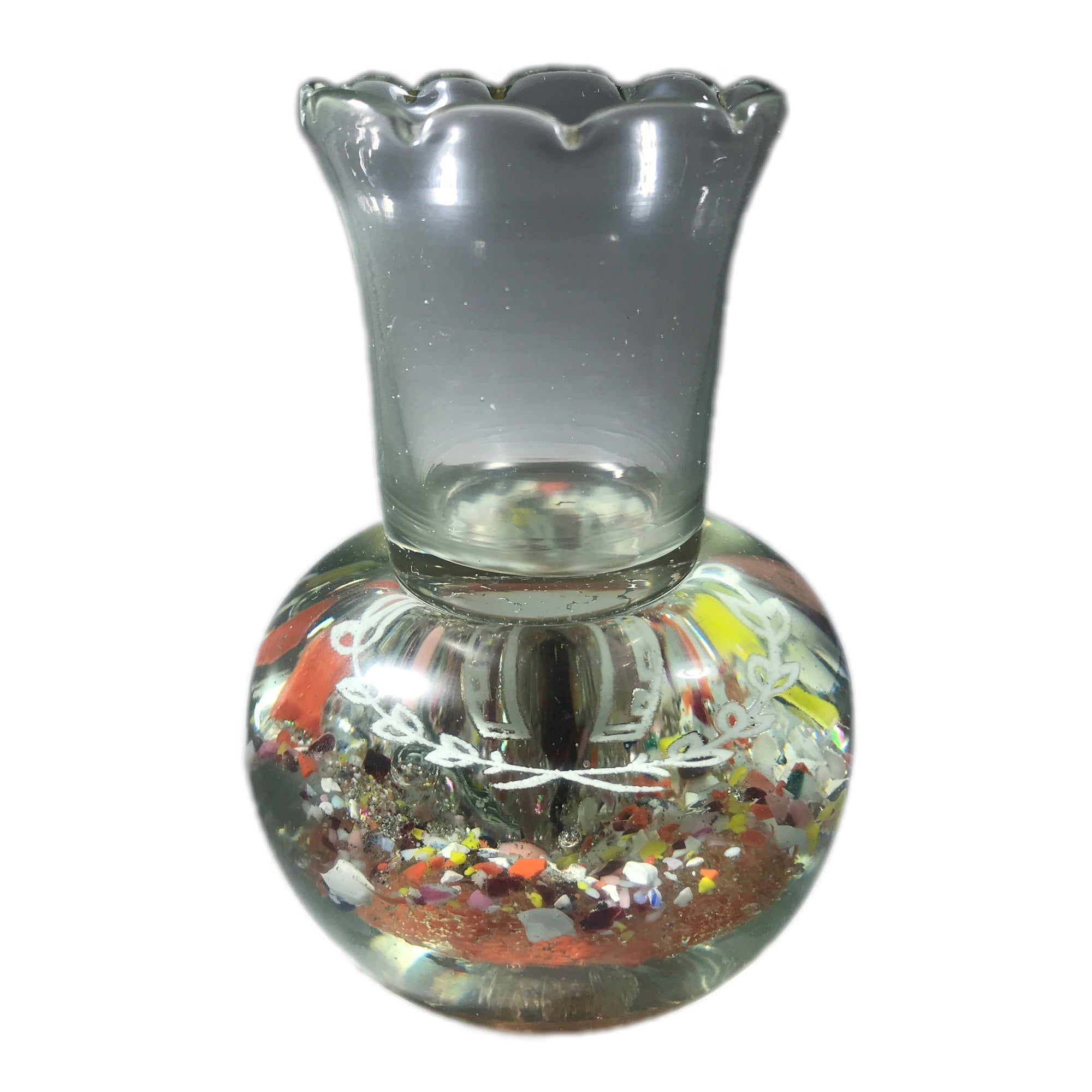 Early American Millville Art Glass Paperweight Tooth Pick "Good Luck" Frit Design