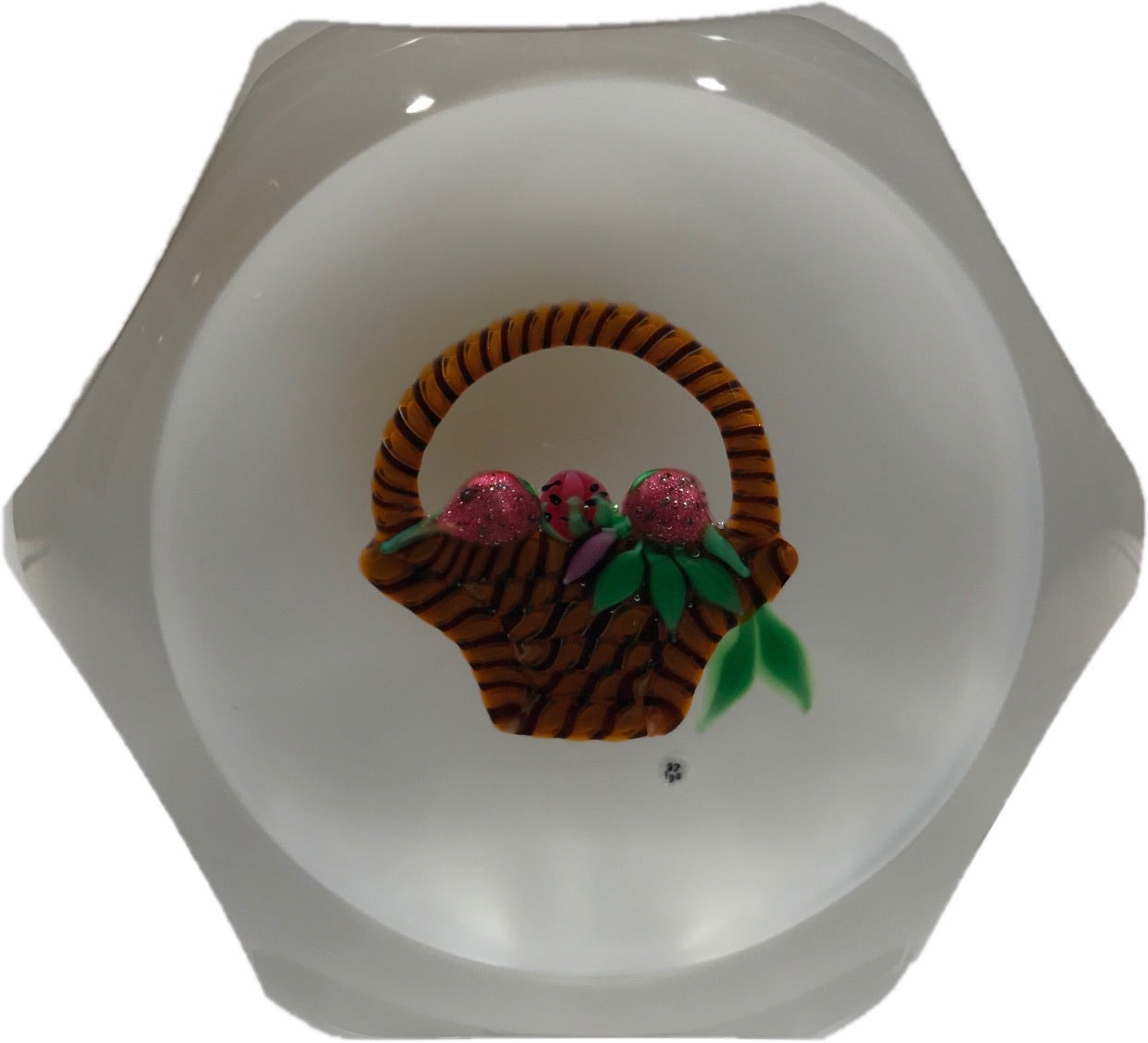 Baccarat Faceted Art Glass Paperweight Lampwork Basket of Figs LE #97 of 300