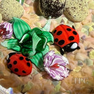 Super Magnum Mickael Hingant Glass Art Paperweight Flamework Lizard, Spider, Bee, Beetles and Flowers on Mottled Dirt Ground
