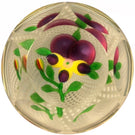 Early 20th Century Chinese Art Glass Paperweight Lampwork Pansy on Filigree Basket