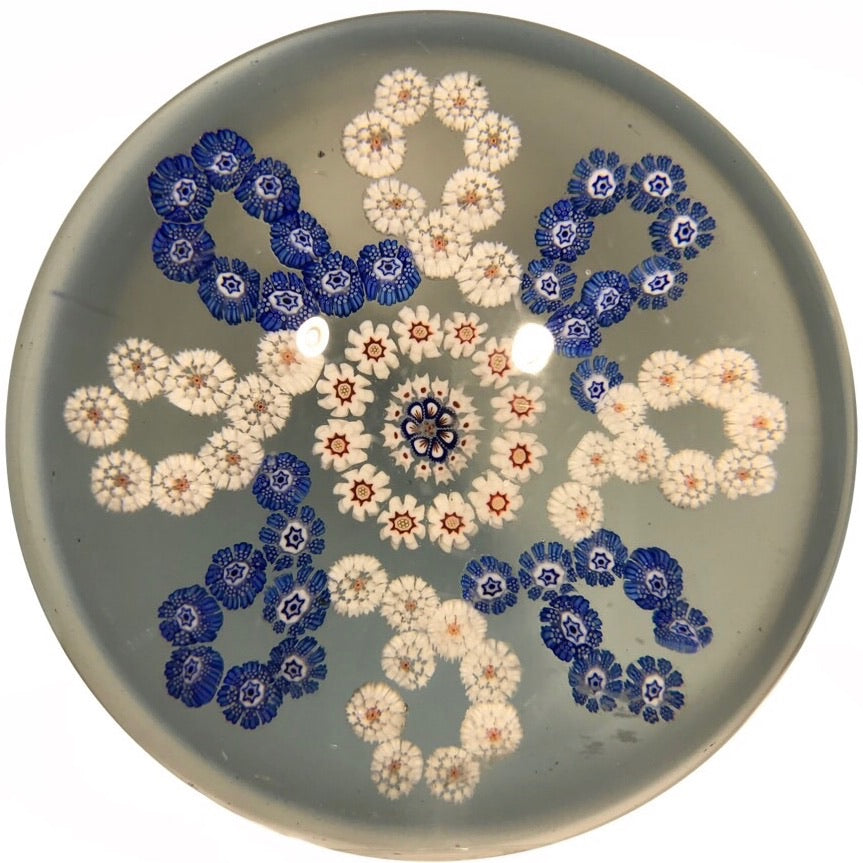 Antique Baccarat Art Glass Paperweight Interlaced Complex Millefiori Garland