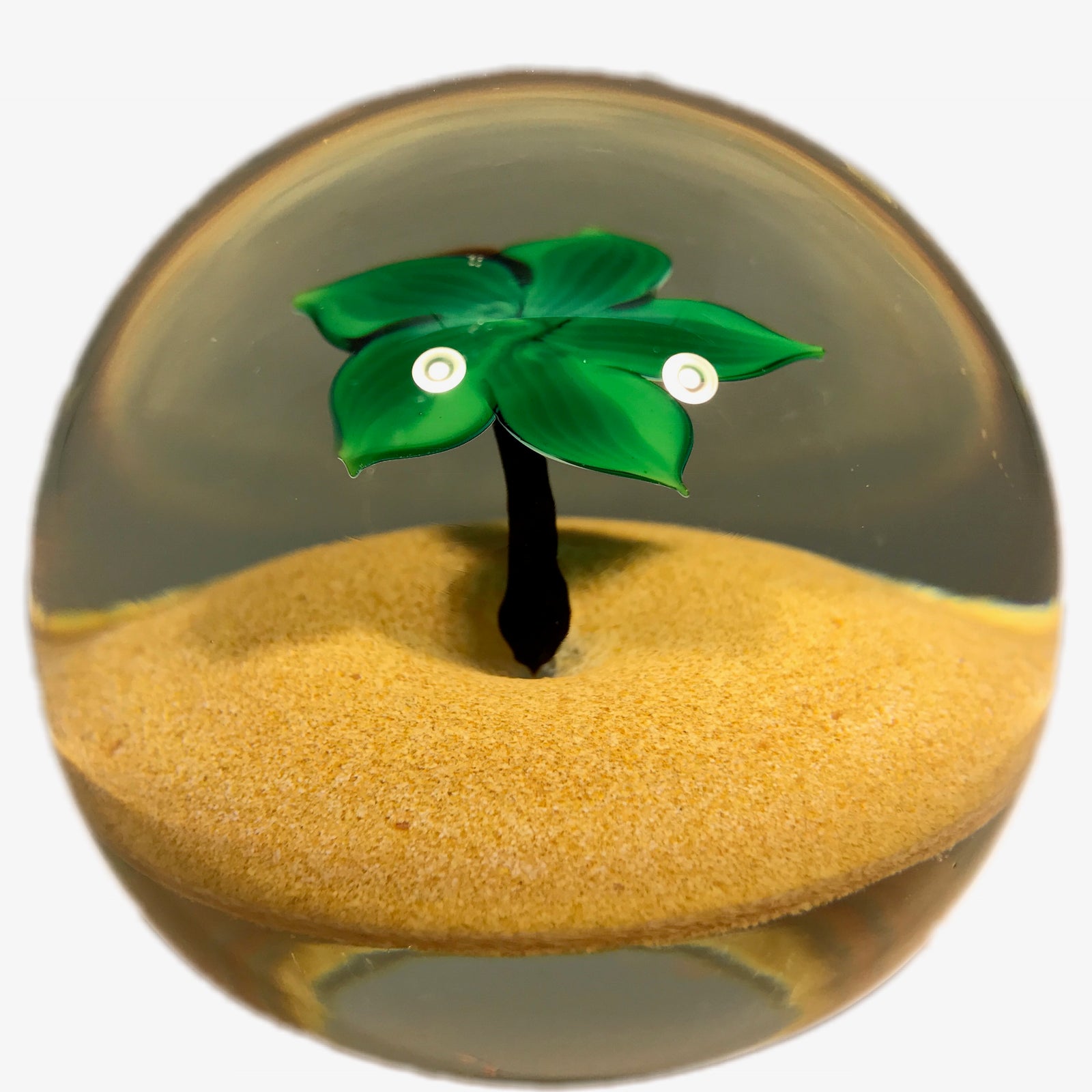 William Manson Scotia Art Glass Paperweight Lampwork Palm Tree Tropical Island